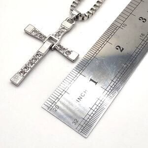 Stainless CZ Diamonds Cross Necklace Fast & Furious Vin Diesel Birthday Gift NEW